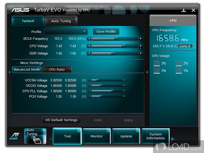 Complete package of Asus utilities - Screenshot of AI Suite II