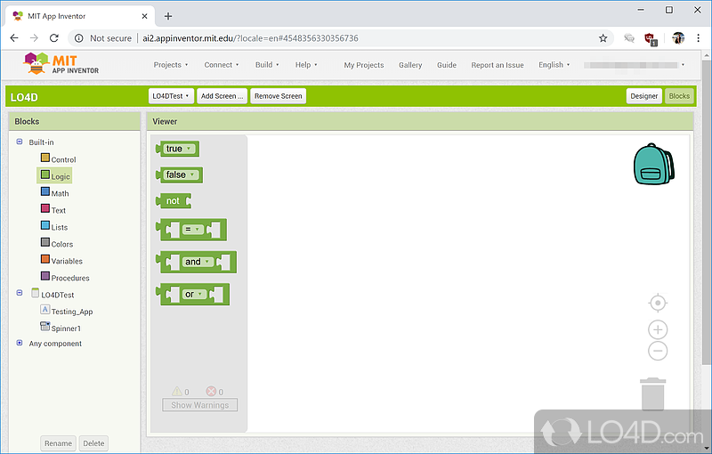 Ai2 Starter: User interface - Screenshot of Ai2 Starter