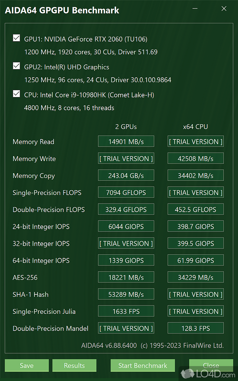 Diagnostic, benchmarking, monitoring software - Screenshot of AIDA64 Extreme