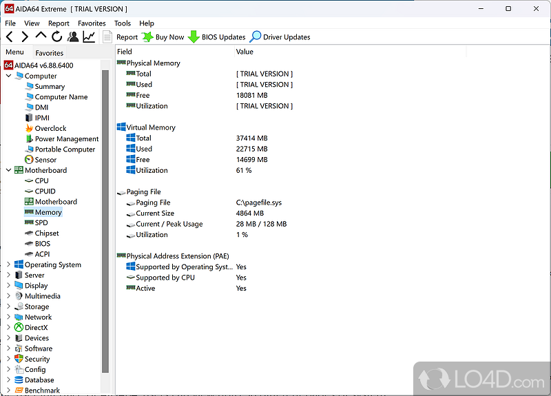 View details about computer and benchmark - Screenshot of AIDA64 Extreme