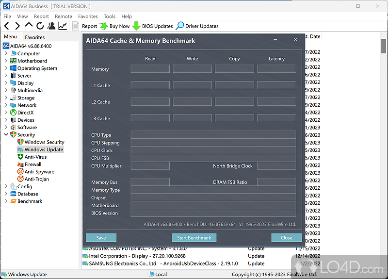 Portable version of the system diagnostics software - Screenshot of AIDA64 Business Edition