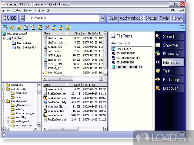 Direct connect up in between users - Screenshot of aimini P2P software
