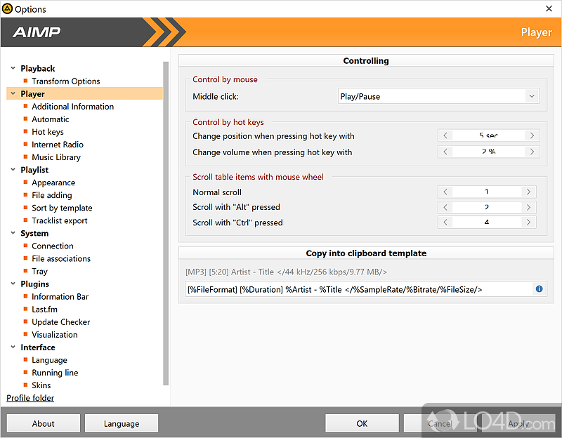 18-band equalizer and built-in sound effects - Screenshot of AIMP