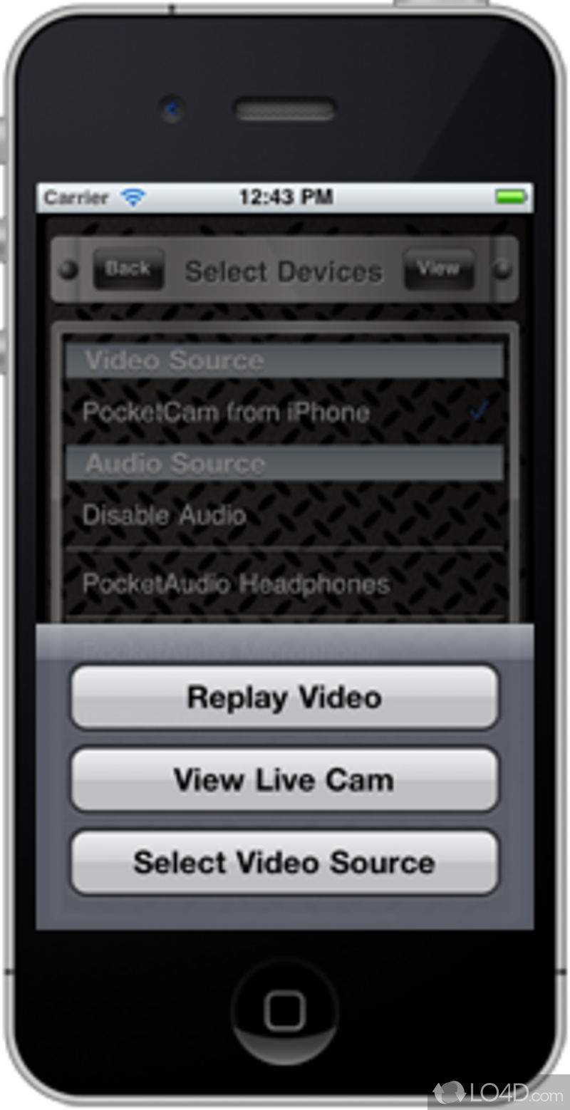 Software app to view a live video stream from computer on smartphone, be it iPhone - Screenshot of Air Cam Live Video