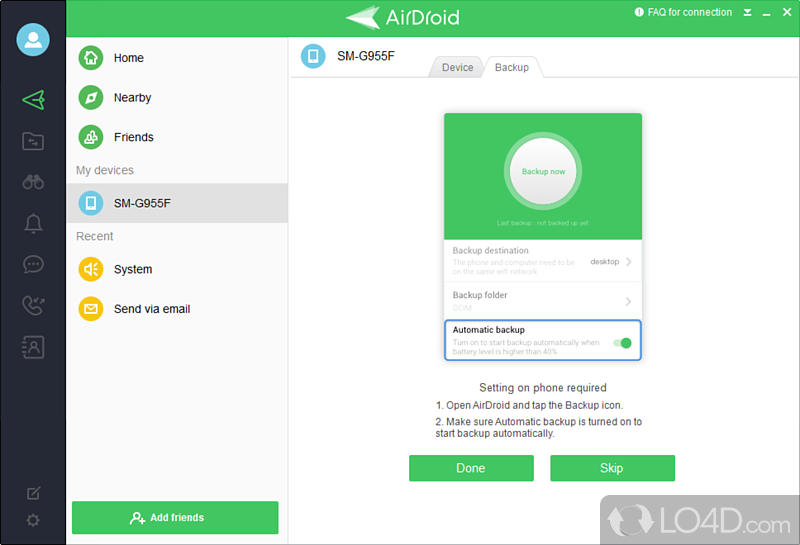 Remotely control your Android phone - Screenshot of AirDroid