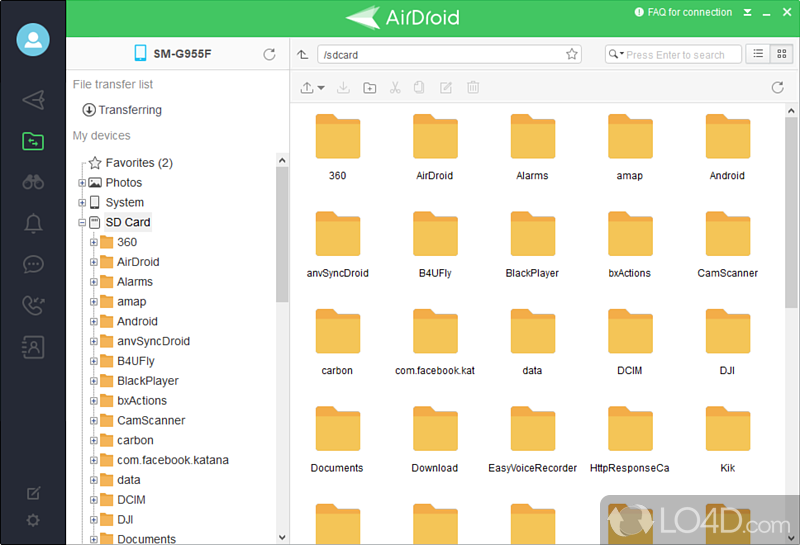 Synchronize data and control your Android phone - Screenshot of AirDroid