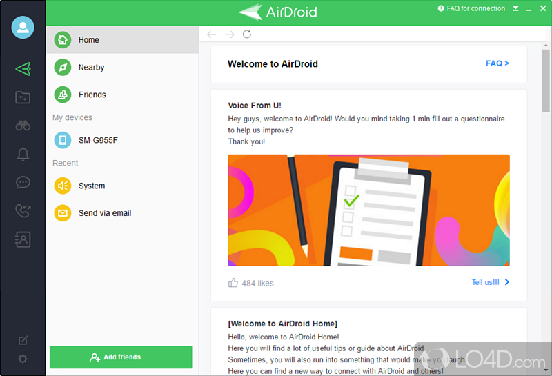 Allows you to access and manage Android phone/tablet from the desktop, with wireless connection - Screenshot of AirDroid