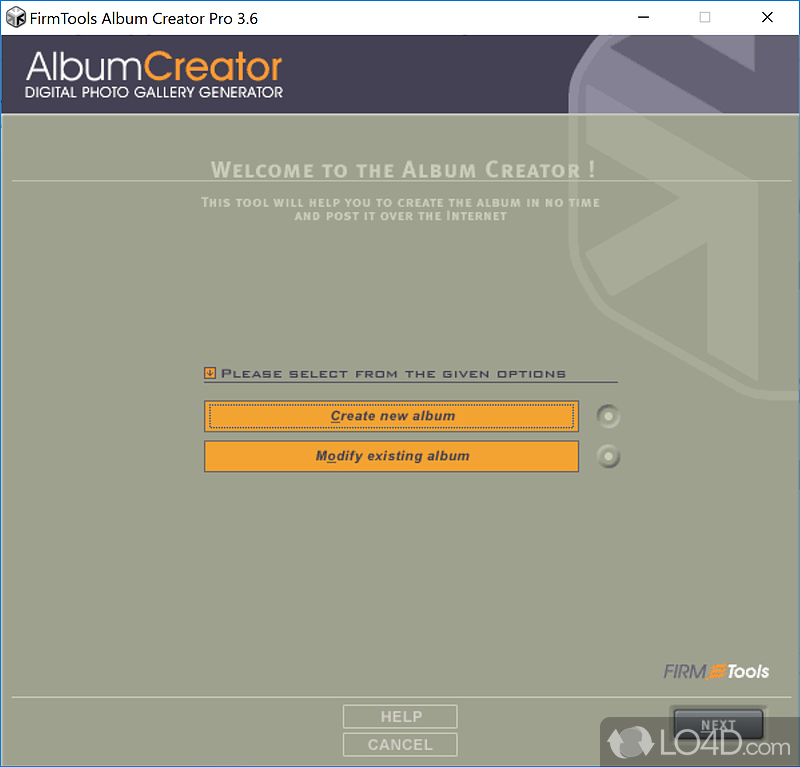 Software solution to create fine albums from digital photos, generate both FLASH - Screenshot of Album Creator Pro