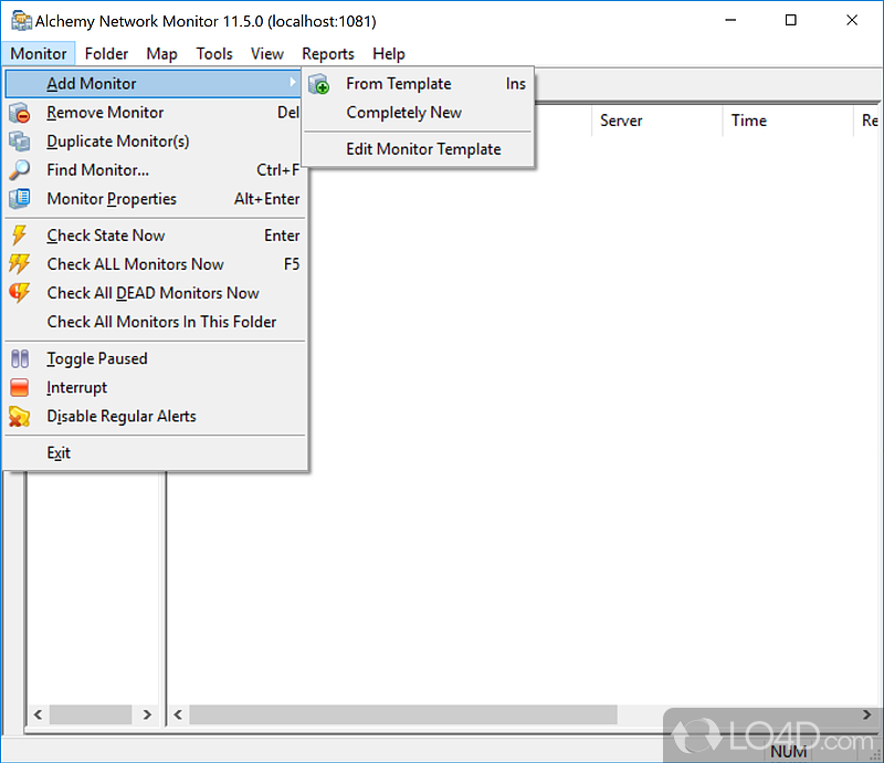 Monitor network servers, get detailed reports about the availability - Screenshot of Alchemy Network Monitor