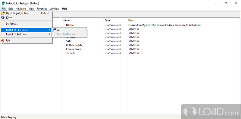 Standalone registry files viewer - Screenshot of Alien Registry Viewer