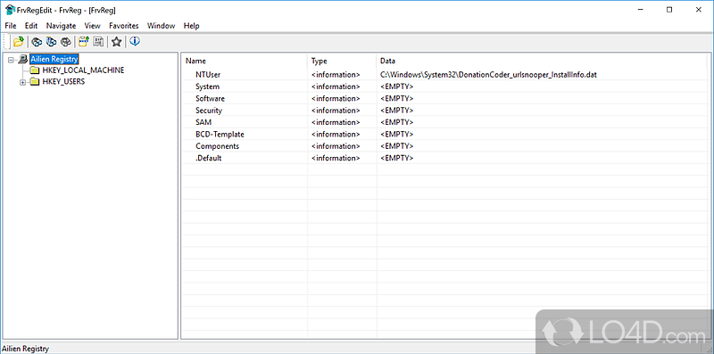 Rapid setup and user-friendly GUI - Screenshot of Alien Registry Viewer