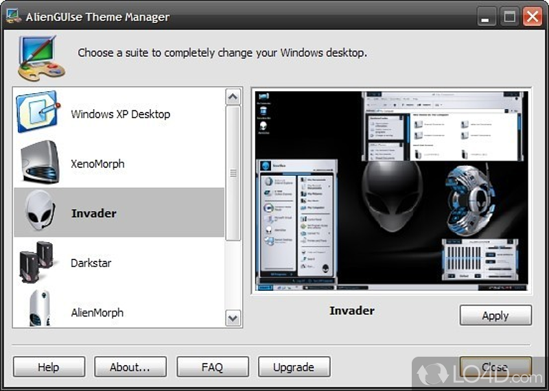 Transform desktop with an ultra- theme - Screenshot of AlienGUIse
