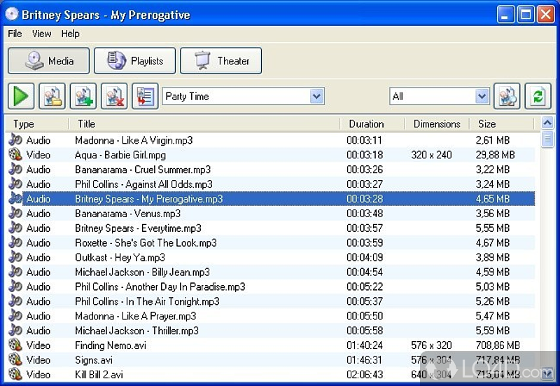 Play and organize MP3 and movie files with this cool media player - Screenshot of All-in-One Media Player