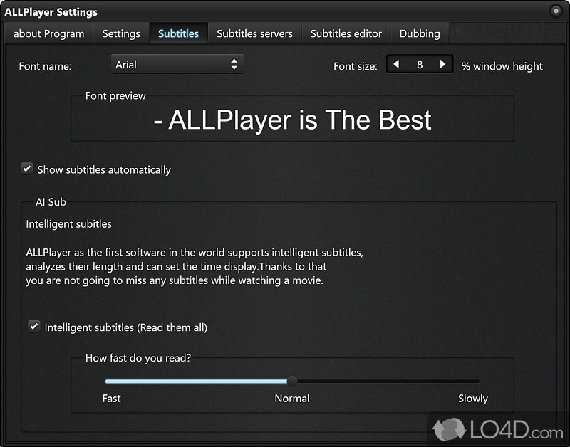 Advanced player for movies and audio. Search subtitles - Screenshot of ALLPlayer