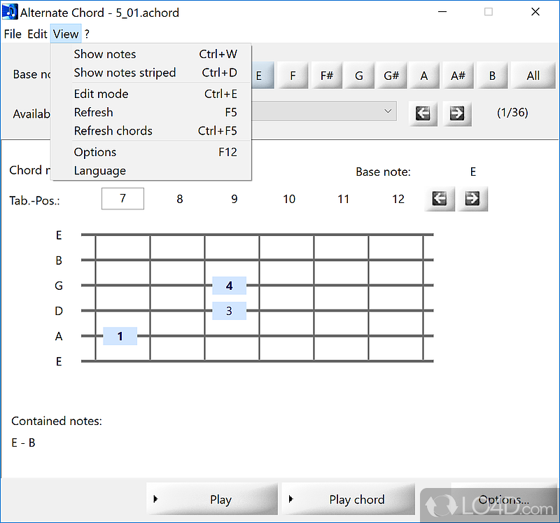 Small app which helps with playing guitar chords - Screenshot of Alternate Chord