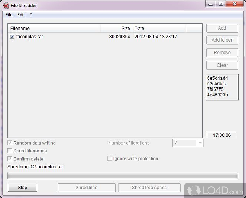 Shred files and folders - Screenshot of Alternate File Shredder