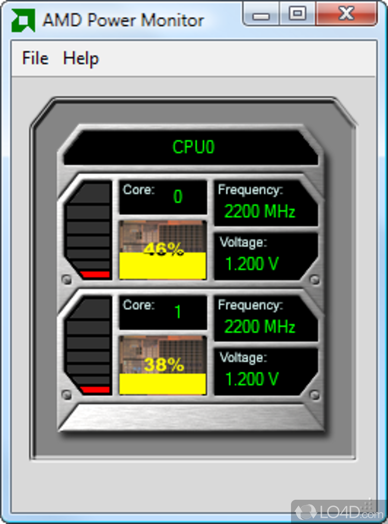 Accessibility via the system tray - Screenshot of AMD Power Monitor