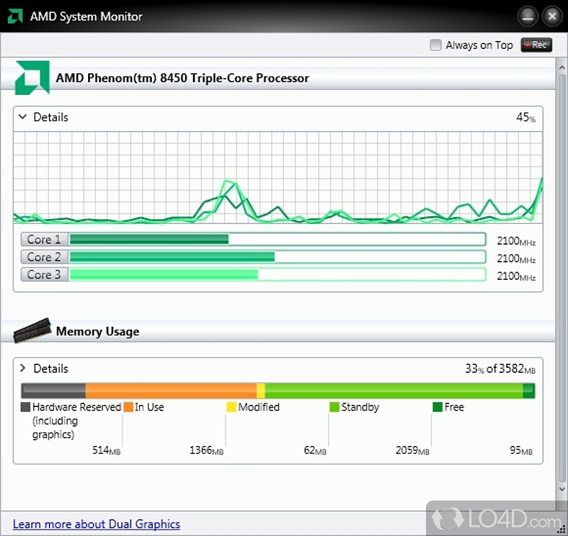 General considerations - Screenshot of AMD System Monitor