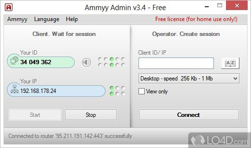Remotely control any PC worldwide, take over someone's desktop to make demonstrations, transfer files, host meets - Screenshot of Ammyy Admin