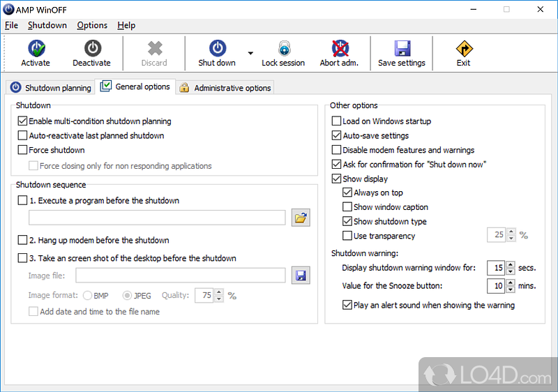 Shutdown Windows automatically - Screenshot of AMP WinOFF