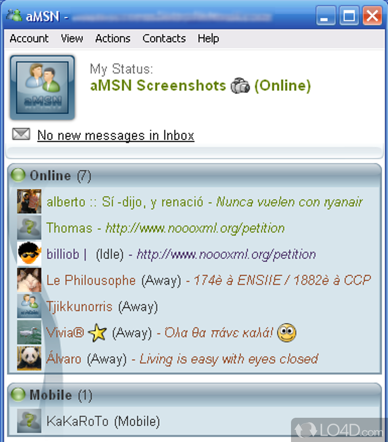 A suitable alternative to Windows Live Messenger - Screenshot of aMSN