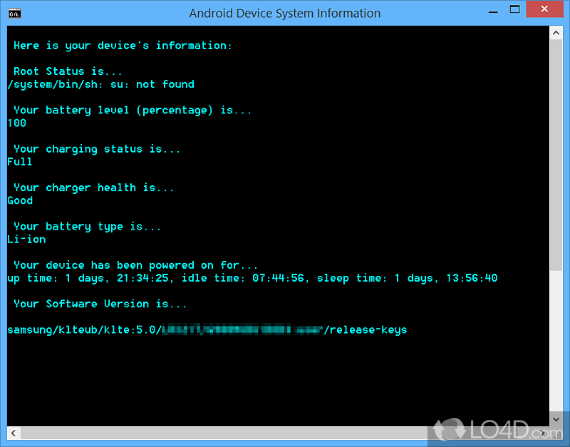 Android Device System Information: User interface - Screenshot of Android Device System Information