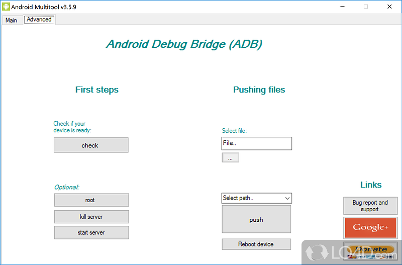 Android MultiTool: User interface - Screenshot of Android MultiTool