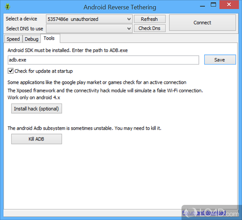 Requires a rooted device - Screenshot of Android Reverse Tethering