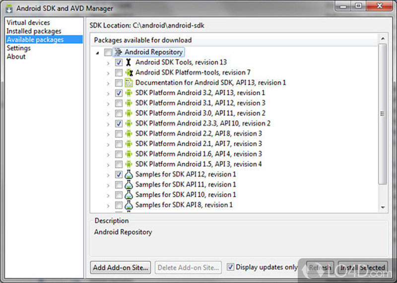 Full-featured Android development kit that comprises components, libraries - Screenshot of Android SDK Tools