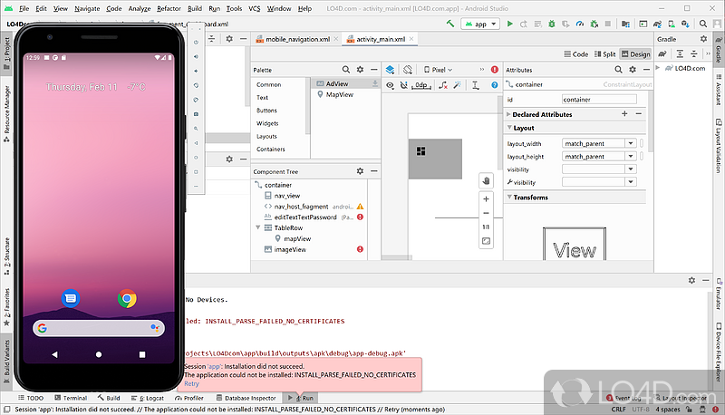 Software development environment - Screenshot of Android Studio
