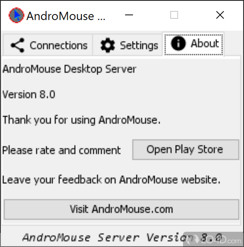 Comes with a stripped-down and unimpressive interface - Screenshot of AndroMouse Server