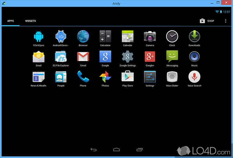 Run Android apps in an emulator - Screenshot of AndY Android Emulator