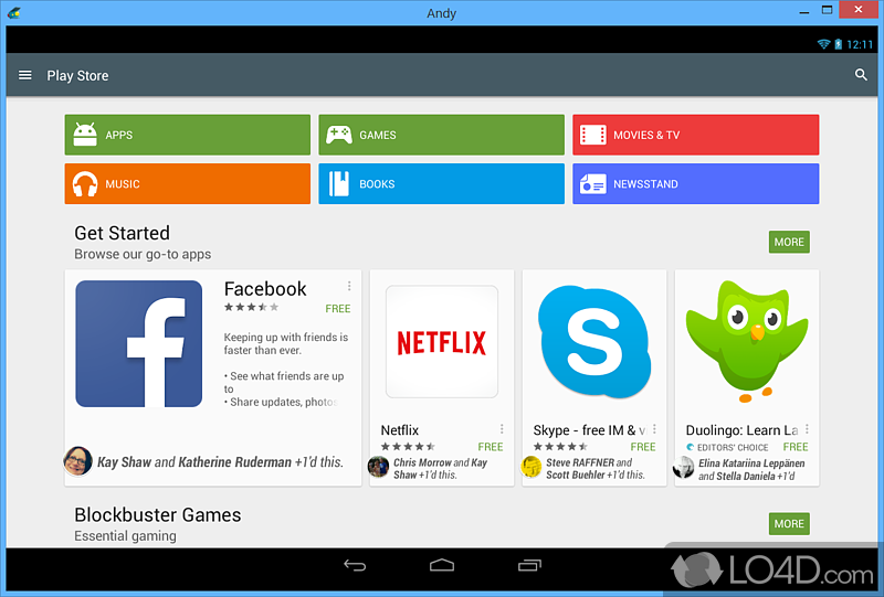 Install apps and customize the Android environment - Screenshot of AndY Android Emulator