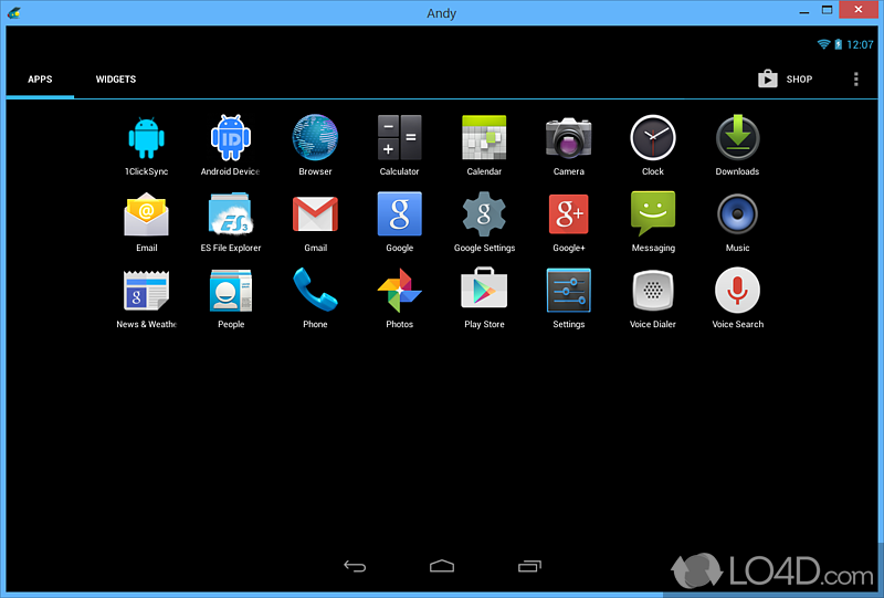 Run Android apps in an emulator - Screenshot of ANDY OS