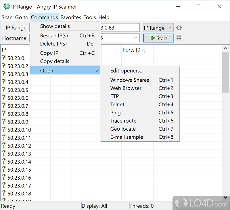 Scan available IP addresses - Screenshot of Angry IP Scanner