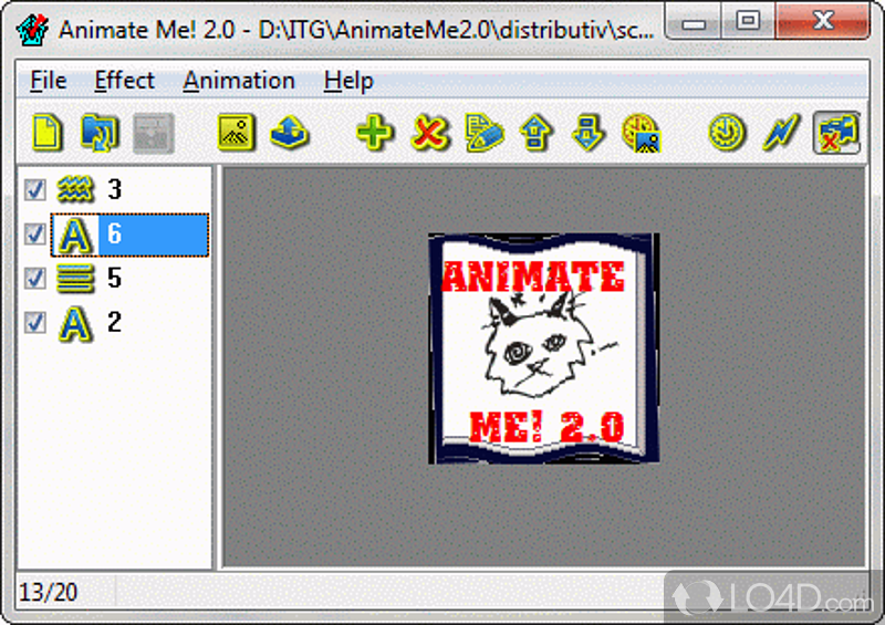 Animate Me!: User interface - Screenshot of Animate Me!