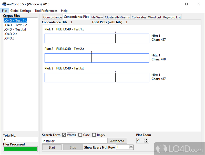 Batch process text documents using multiple tools - Screenshot of AntConc