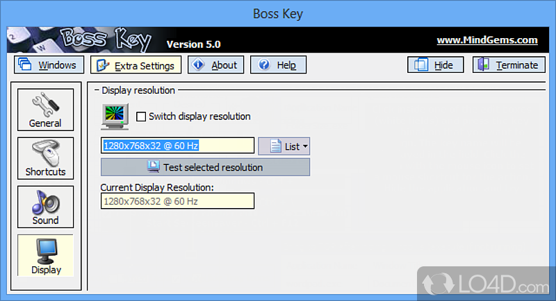 Anti Boss Key: User interface - Screenshot of Anti Boss Key