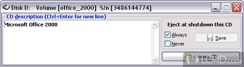 Anti-lost CD Ejector Lite: User interface - Screenshot of Anti-lost CD Ejector Lite