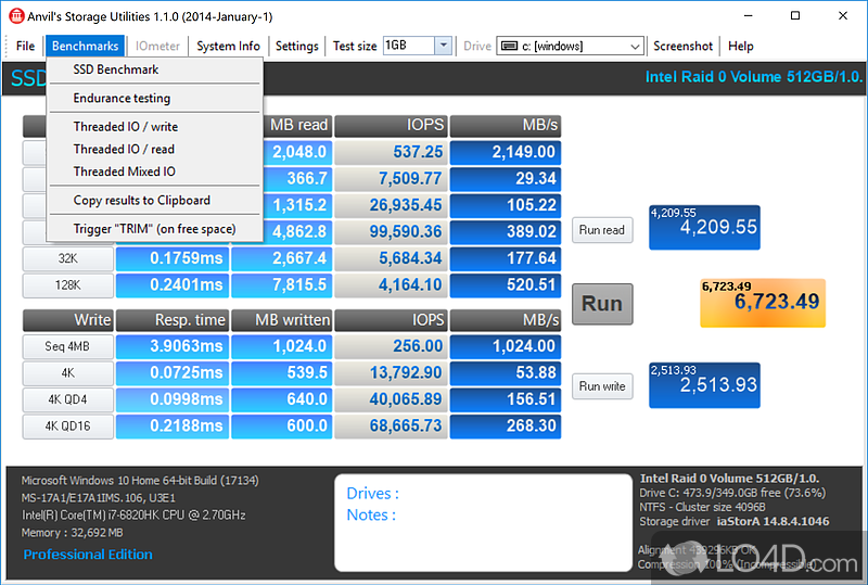 Anvils Storage Utilities: User interface - Screenshot of Anvils Storage Utilities