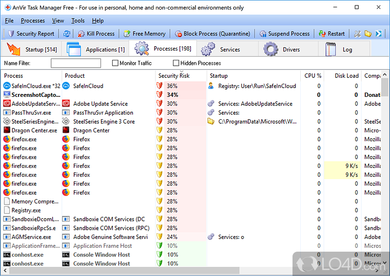 Displays a full list of apps running automatically on Windows startup - Screenshot of AnVir Task Manager Free