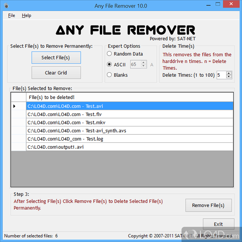Permanently remove files from computer so that they cannot be brought back - Screenshot of Any File Remover