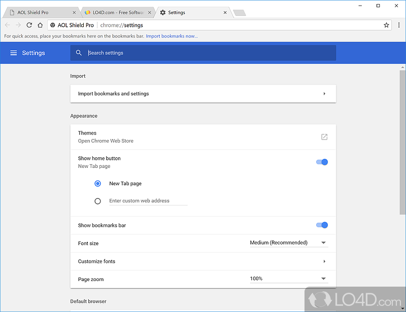 Web browsing security layers - Screenshot of AOL Shield Pro