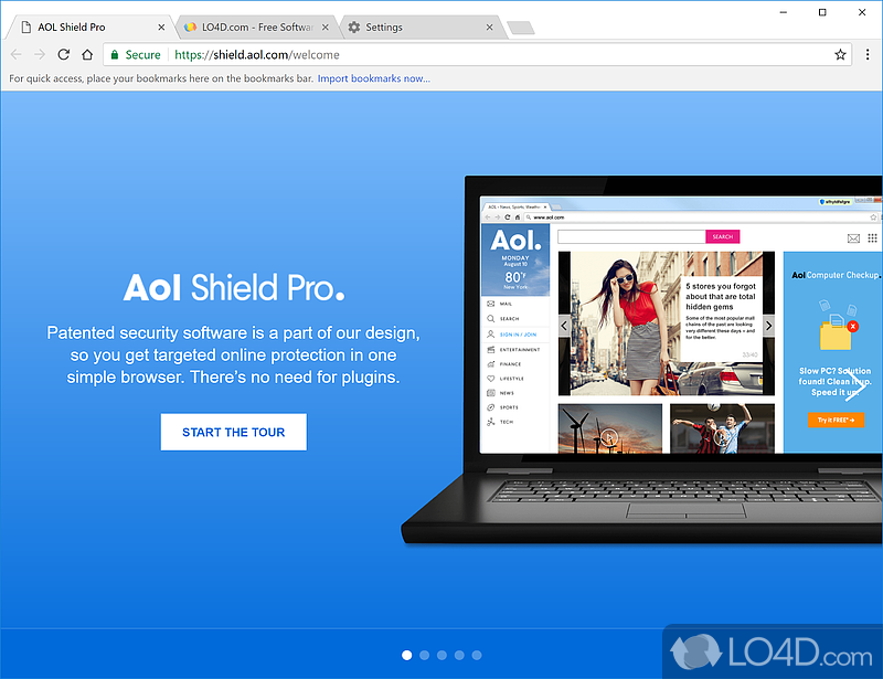 Shopping, banking, social media - Screenshot of AOL Shield Pro
