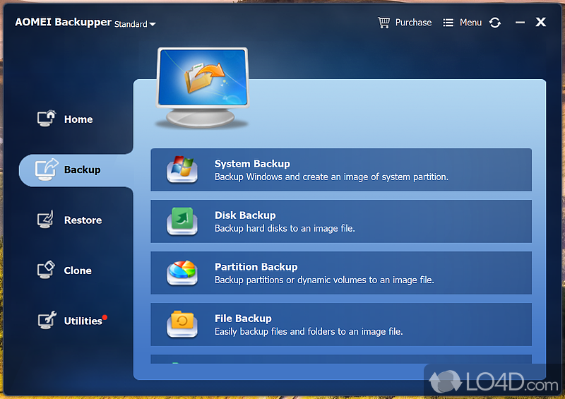 Backup and restore Windows - Screenshot of AOMEI Backupper