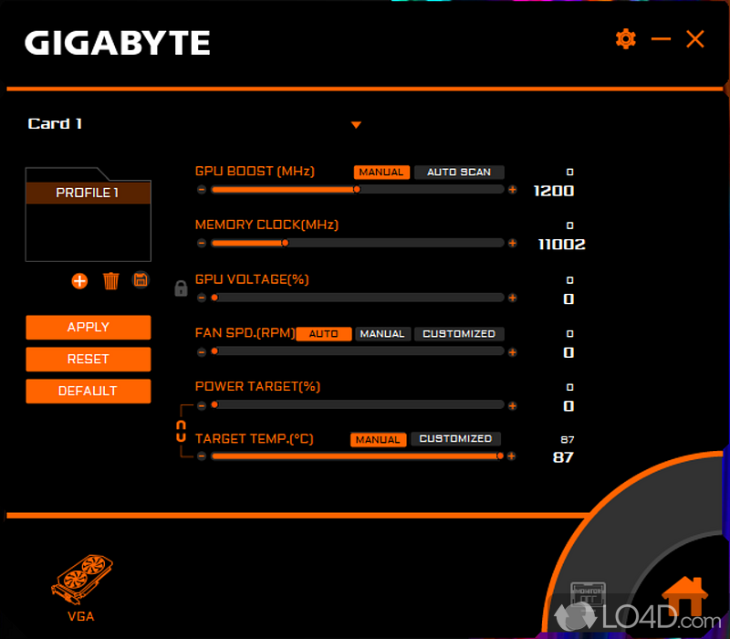 Companion app with Gigabyte graphic card, remember if you own an item from the Aorus line, there are more features in it for you - Screenshot of AORUS Engine