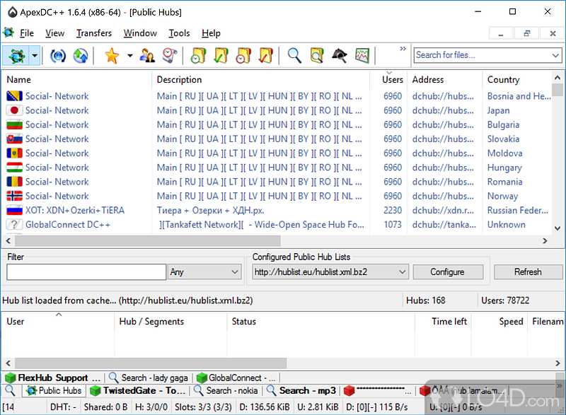 File sharing program based on StrongDC++ - Screenshot of ApexDC++