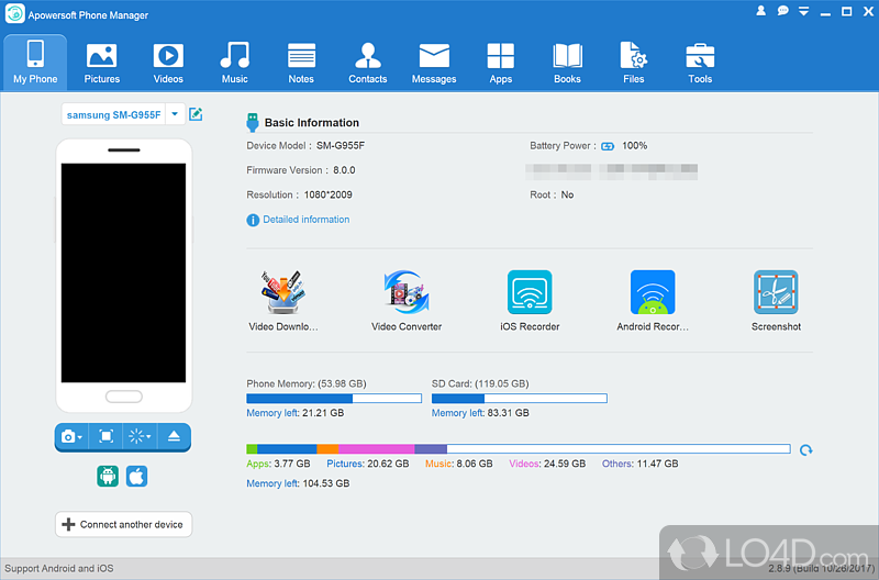 Can help you manage the contents of mobile phone, be it an Android - Screenshot of ApowerManager