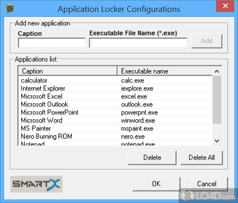 Choose from a list of presets - Screenshot of AppLocker