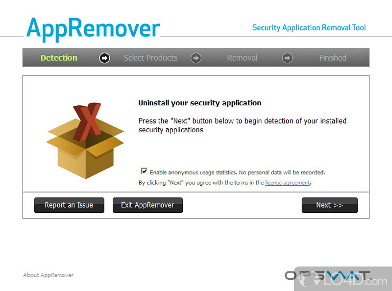 Program info and management sections - Screenshot of AppRemover